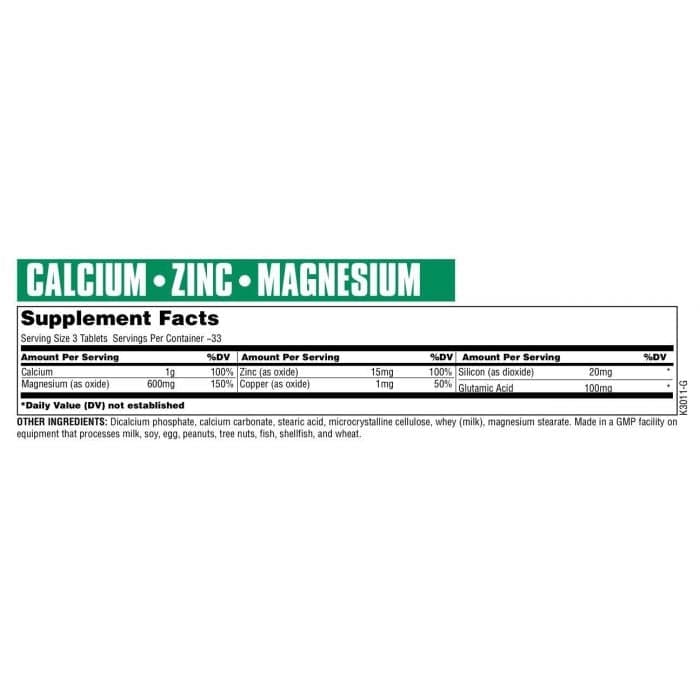 Calcium, Zinc, Magnesium 100 tab – Universal