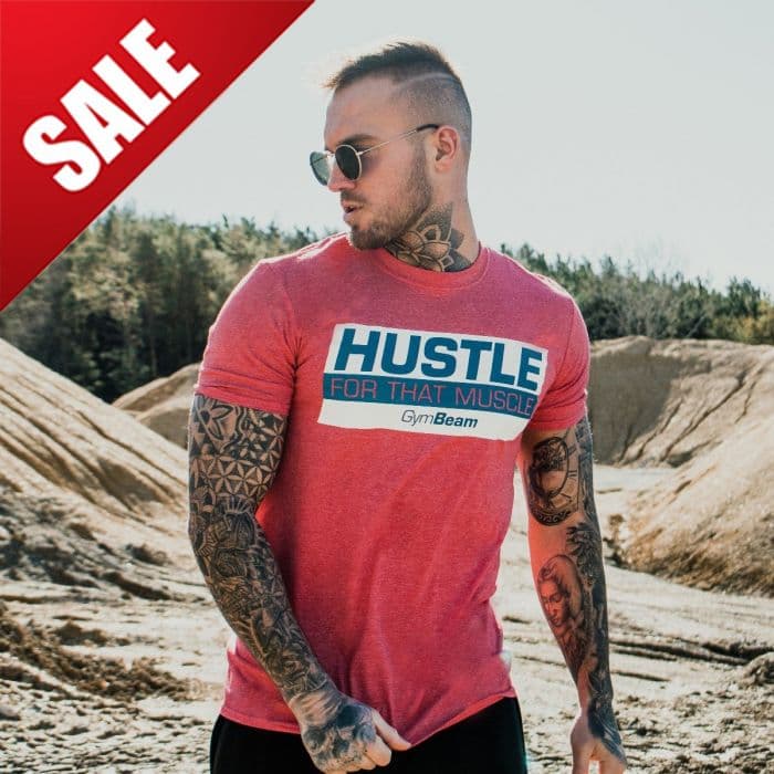 Majica Hustle For That Muscle Heather Red - GymBeam