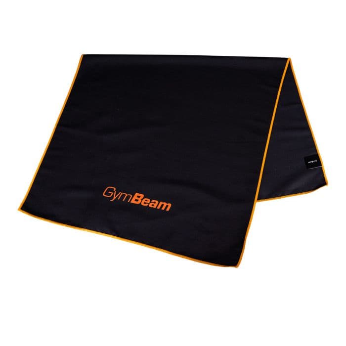 Quick drying sports towel Black/Orange - GymBeam