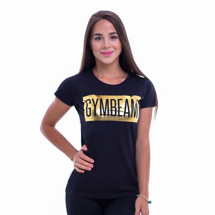 Ženska majica Box Logo Black Gold - GymBeam