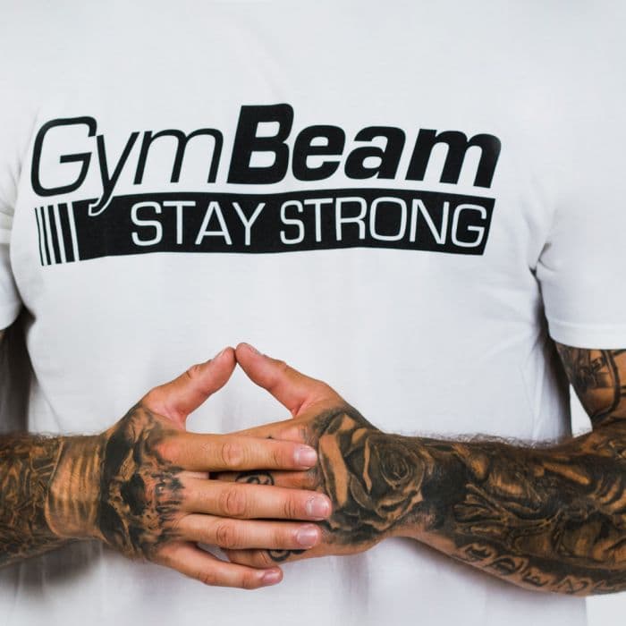 Majica Stay Strong White - GymBeam