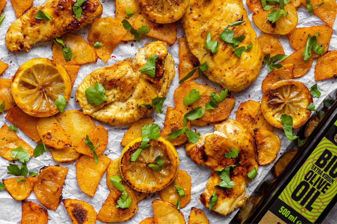 Pečena piletina s medom i limunom s krumpirima