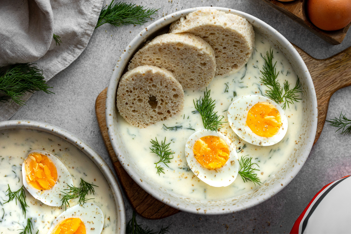Umak od kopra s proteinskim knedlama od češkog kruha