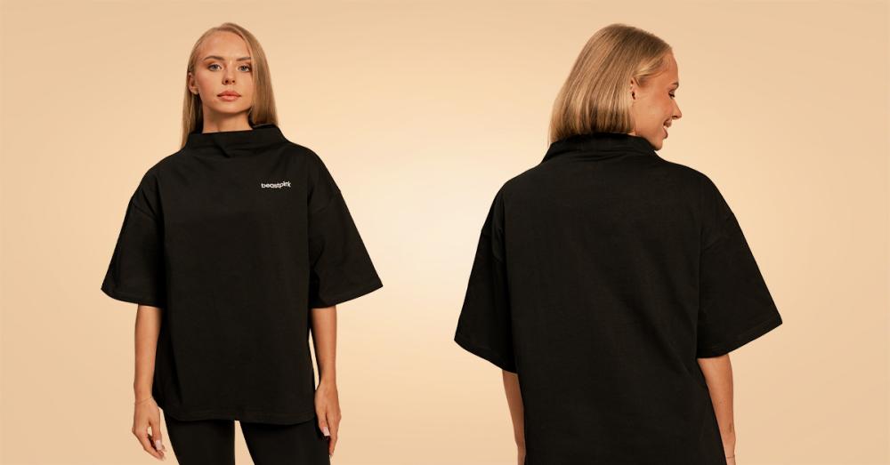 Ženska Bliss prevelika majica crna - BeastPink