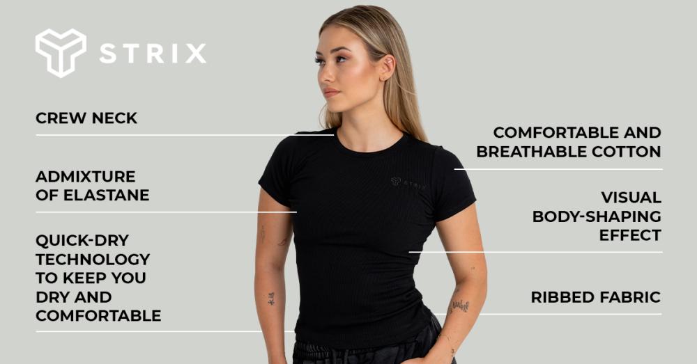 Women's Ribbed Black Tee - STRIX