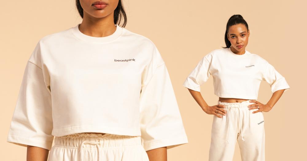 Ženska skraćena majica kratkih rukava Serenity Ivory - BeastPink