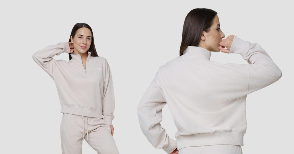 Women‘s Agile 1/2 Zip Jumper Desert - GymBeam