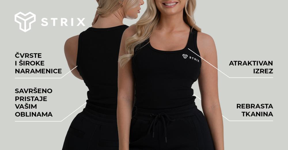 Ženska rebrasta majica bez rukava crna - STRIX