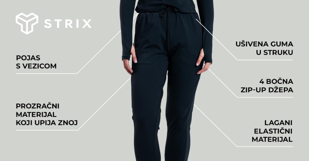 Ženske ULTRA crne sportske hlače - STRIX