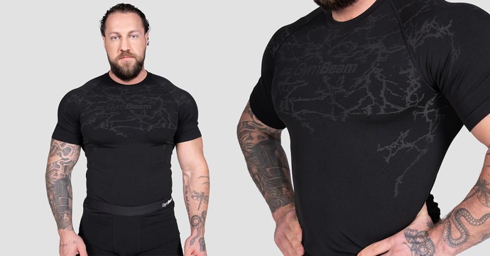 Bešavna statična majica kratkih rukava crna - GymBeam