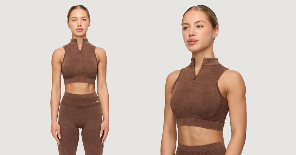 Fierce Seamless Sports Bra Brown - GymBeam