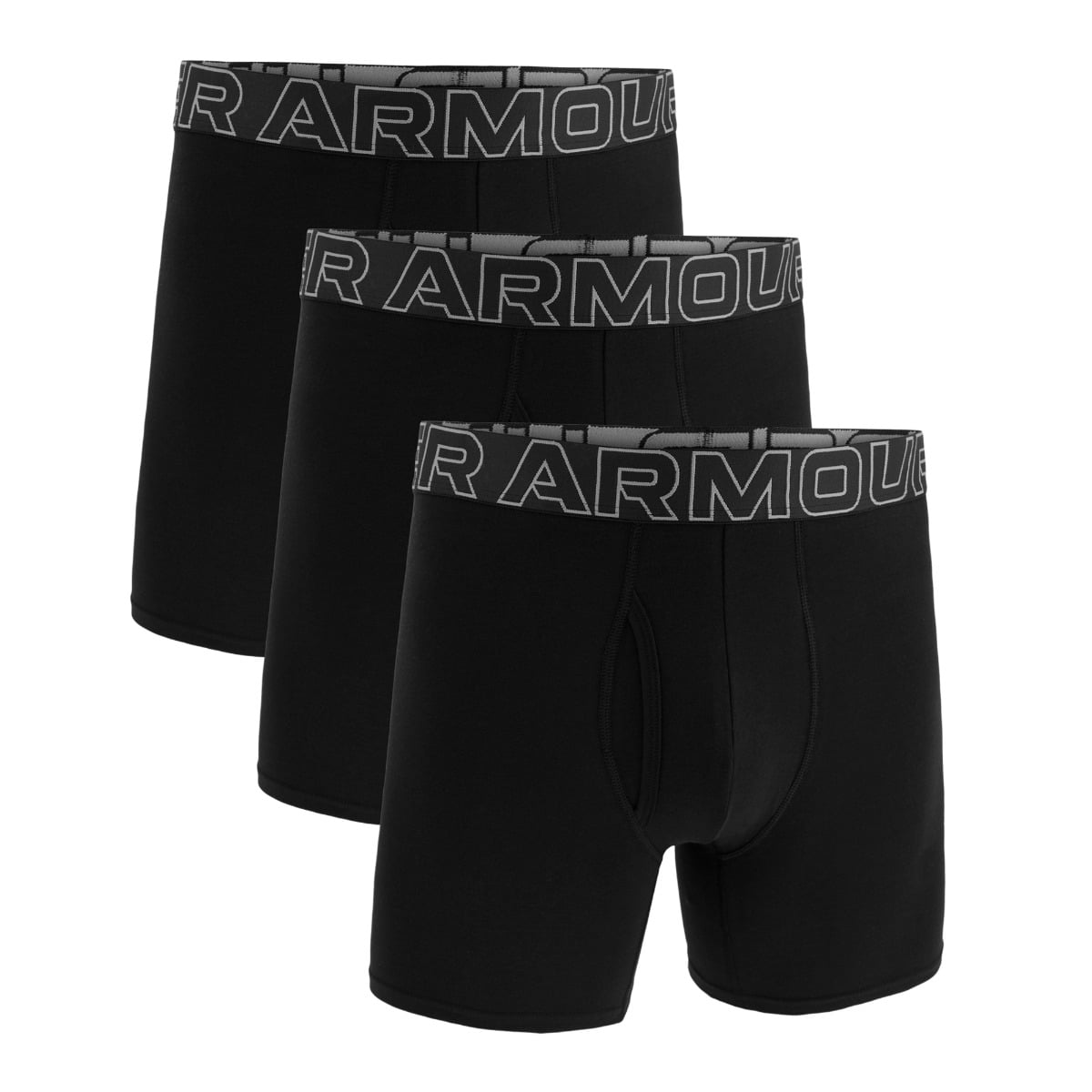 Men‘s M Perf Cotton Boxer Briefs 6in 3pack Black - Under Armour