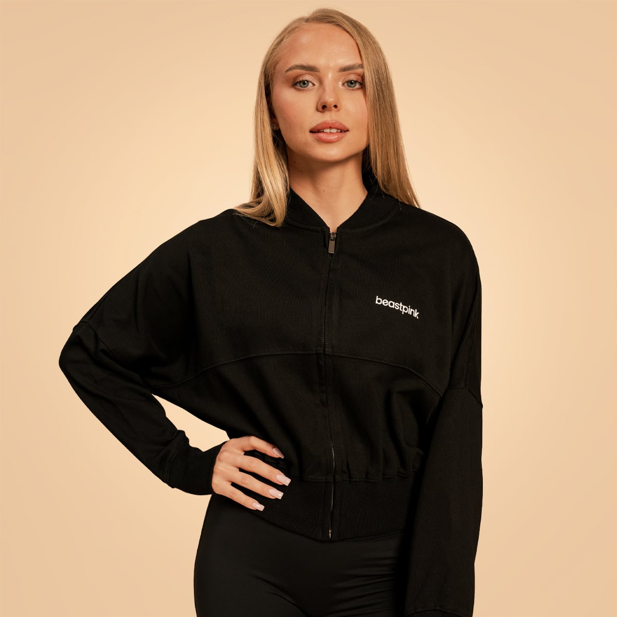 Ženska dukserica Zip-Up Bliss Black - BeastPink
