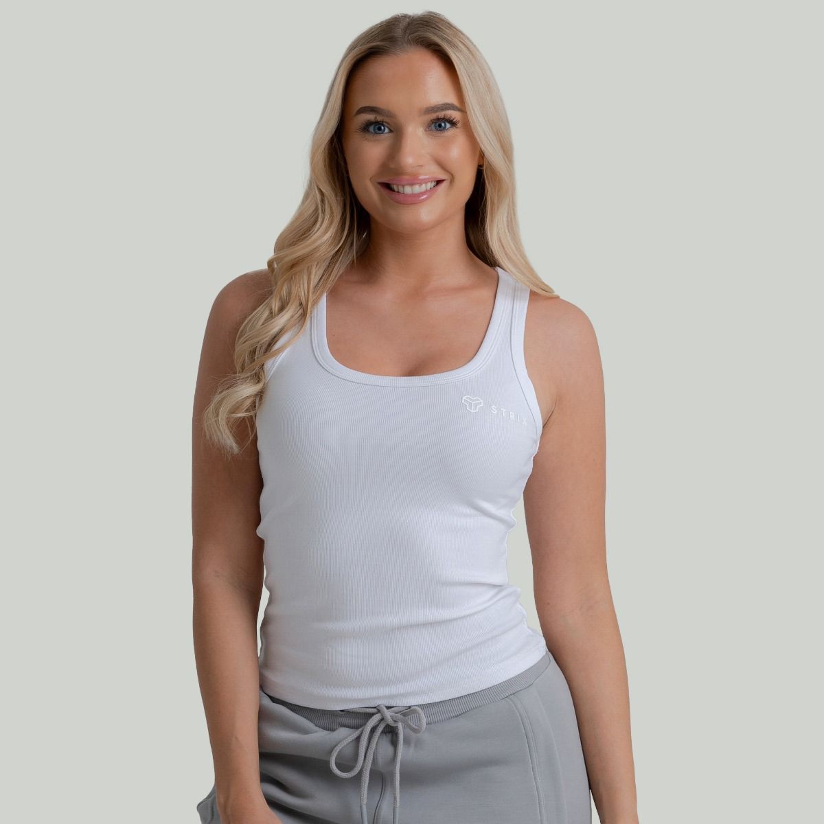 Ženska majica bez rukava Ribbed White - STRIX