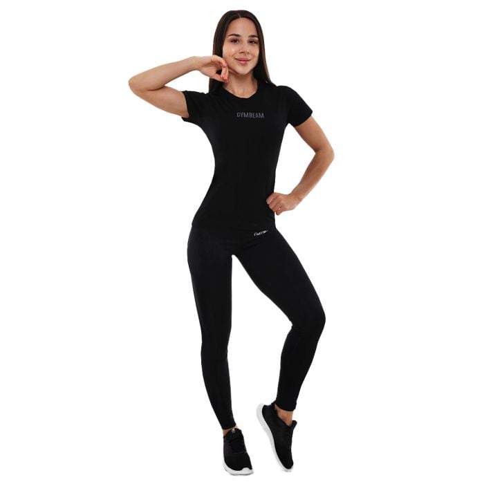 Ženska Majica Kratkih Rukava FIT Black - GymBeam XL