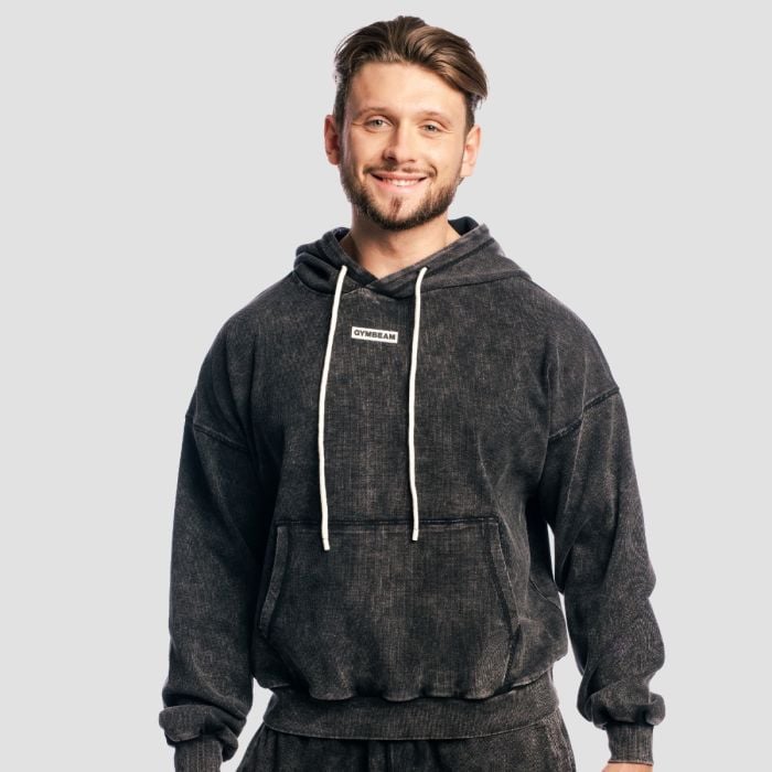 Muška dukserica Aura Washed Black - GymBeam XXL