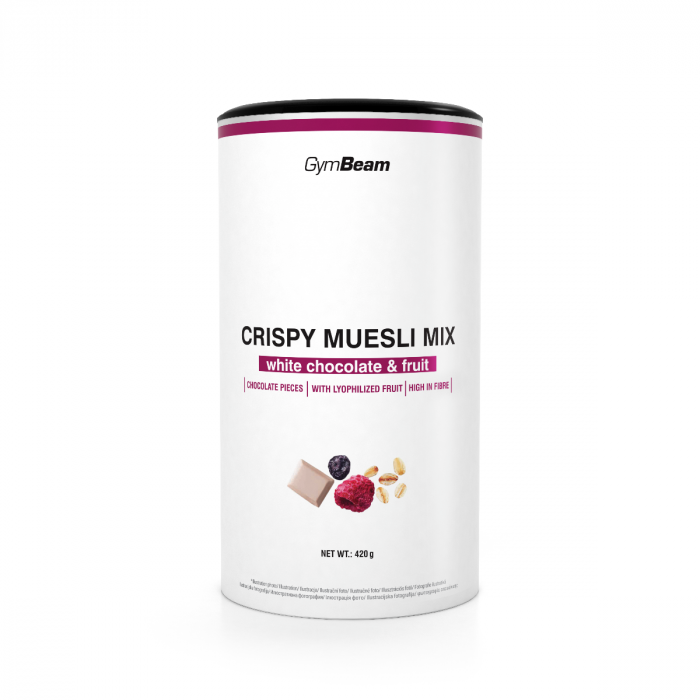Crispy Muesli Mix - GymBeam 420 g - bijela čokolada - voće