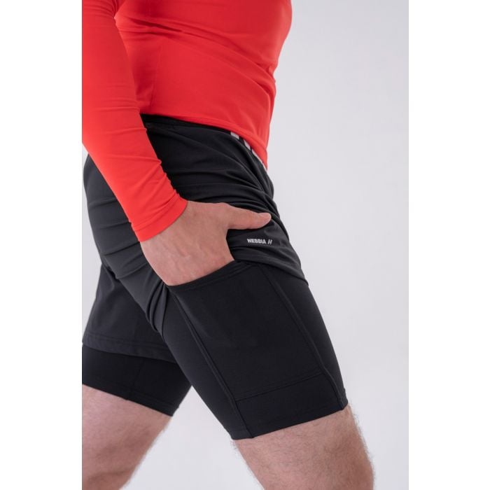Muške kratke hlače Double-Layer Black - NEBBIA XXL