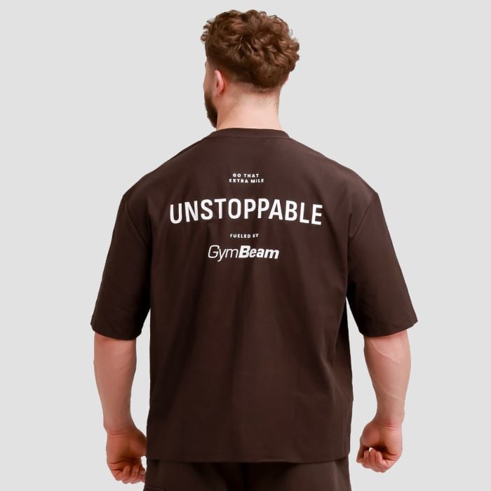 Muška oversized majica Unstoppable Brown - GymBeam XXXL