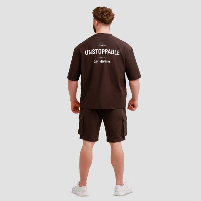 Muška oversized majica Unstoppable Brown - GymBeam XXXL