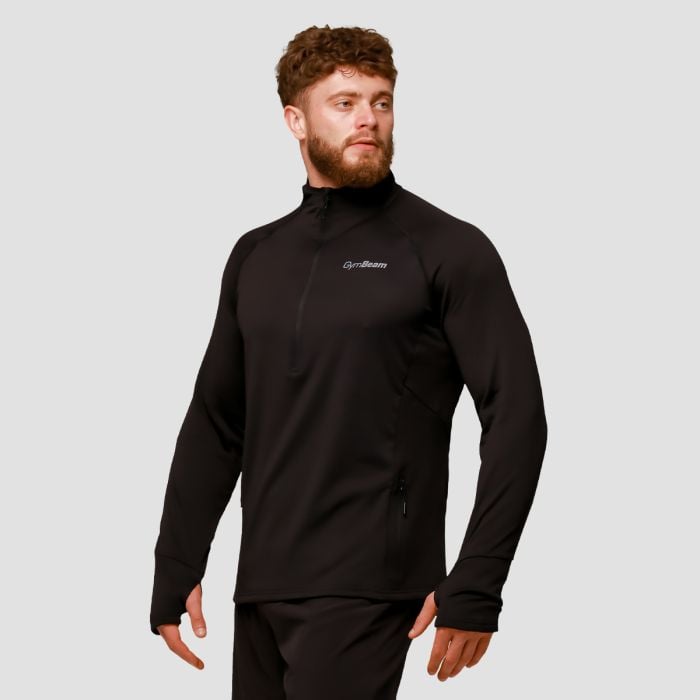 Majica za trčanje Pulse 1/2 Zip Black - GymBeam XXL