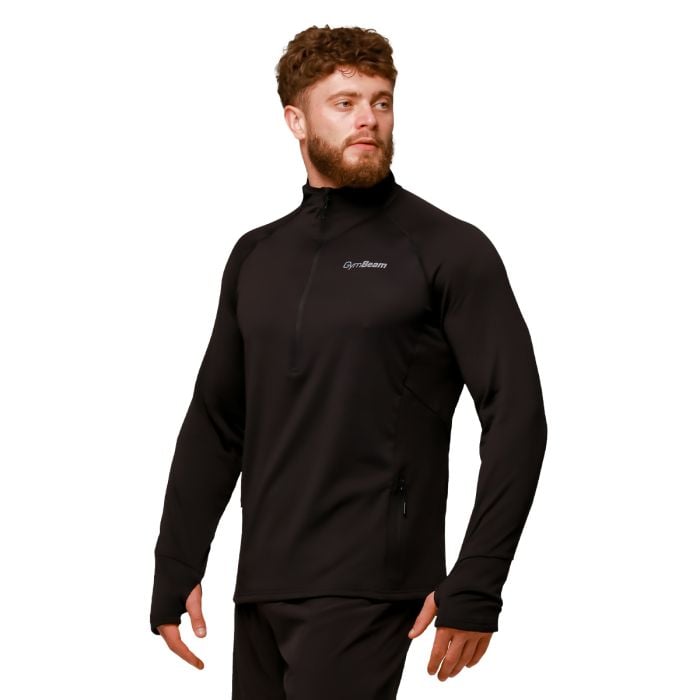 Majica za trčanje Pulse 1/2 Zip Black - GymBeam XXL