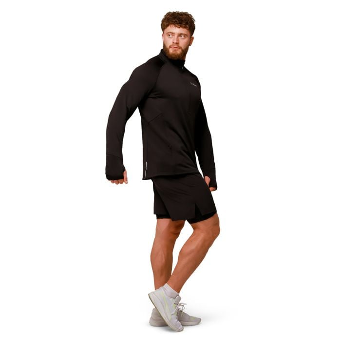 Majica za trčanje Pulse 1/2 Zip Black - GymBeam XXL