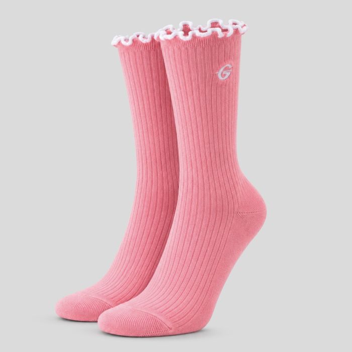 Ruffle Socks 3-Pack Pink - GymBeam M