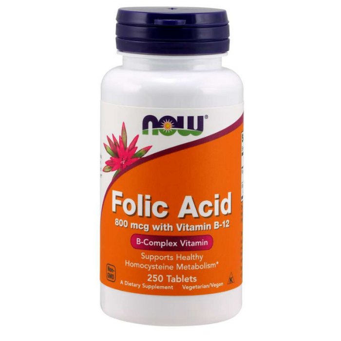 Folna kiselina 800 mcg s vitaminom B-12 - NOW Foods