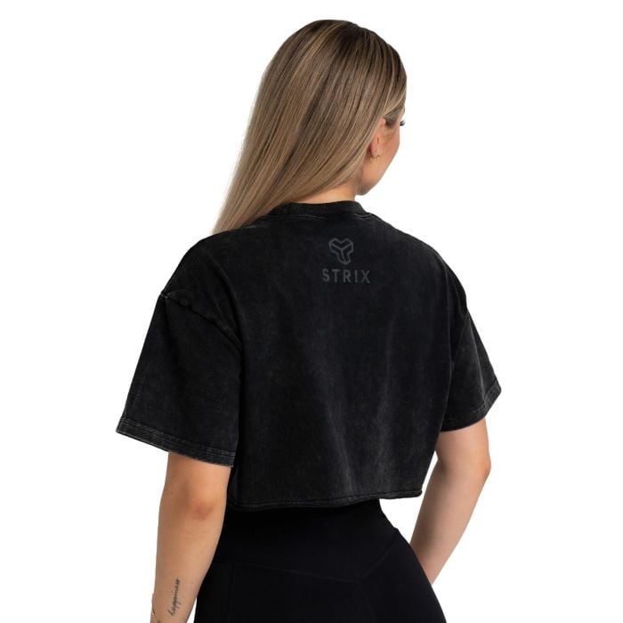 Ženska majica CropTop Washed Black - STRIX L