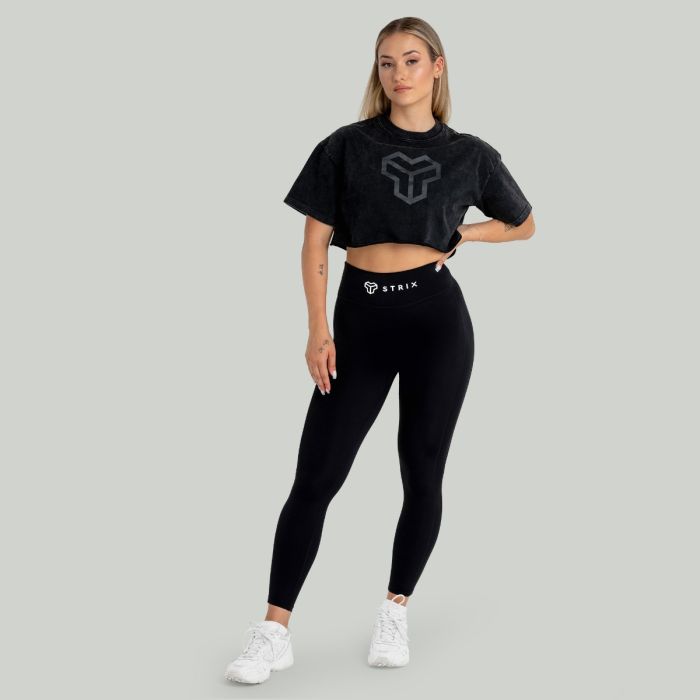 Ženska majica CropTop Washed Black - STRIX L