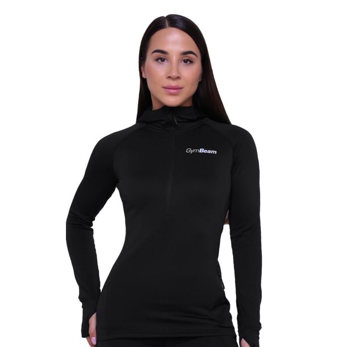 Ženska majica za trčanje 1/2 Zip Black - GymBeam M