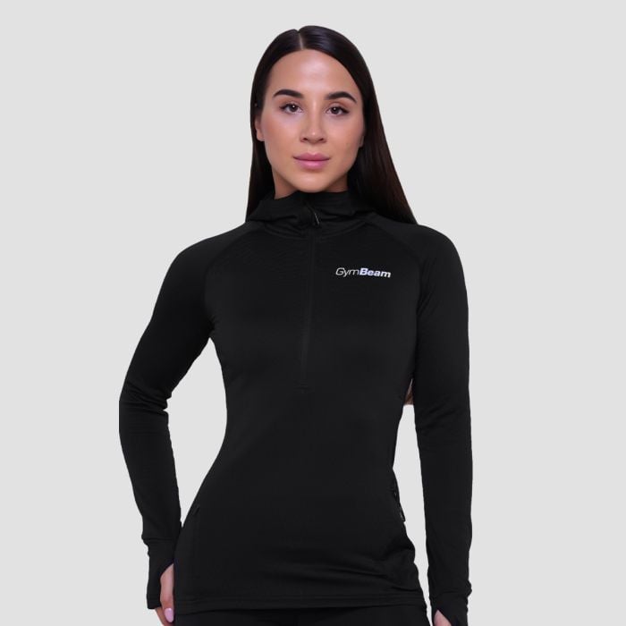 Ženska majica za trčanje 1/2 Zip Black - GymBeam M
