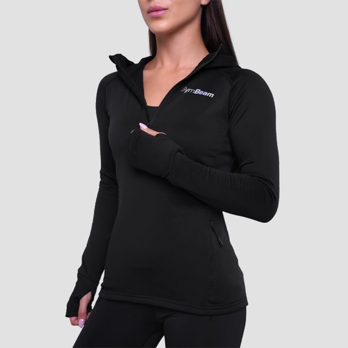 Ženska majica za trčanje 1/2 Zip Black - GymBeam M