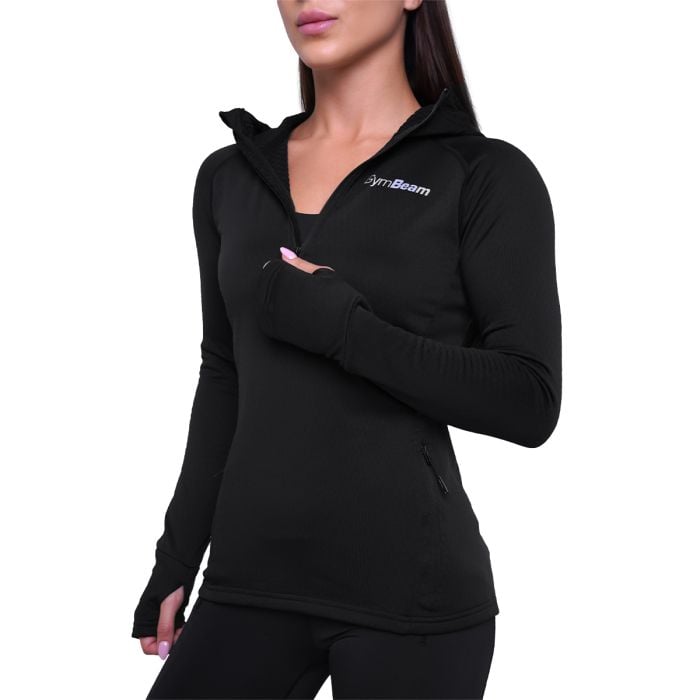 Ženska majica za trčanje 1/2 Zip Black - GymBeam M