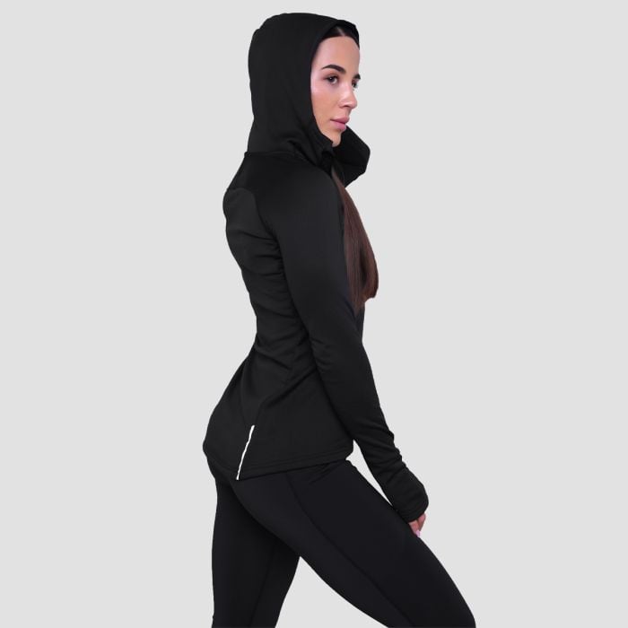 Ženska majica za trčanje 1/2 Zip Black - GymBeam M