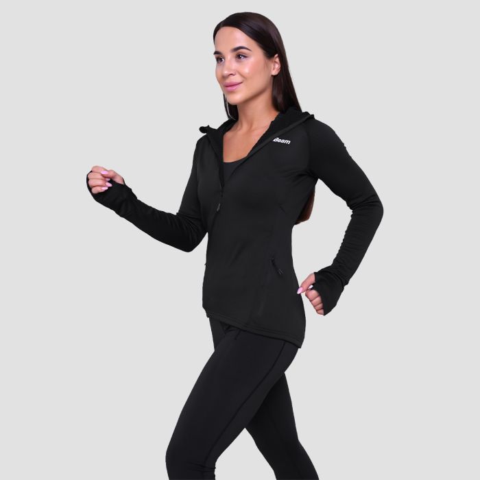 Ženska majica za trčanje 1/2 Zip Black - GymBeam M