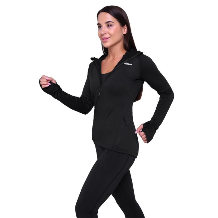 Ženska majica za trčanje 1/2 Zip Black - GymBeam M