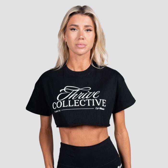 Ženski Crop Top Thrive Black - GymBeam L