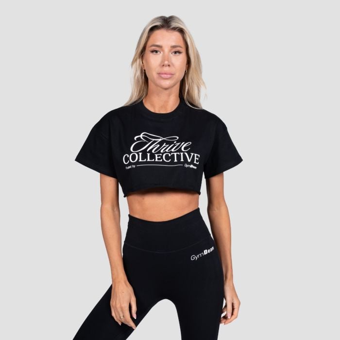 Ženski Crop Top Thrive Black - GymBeam L