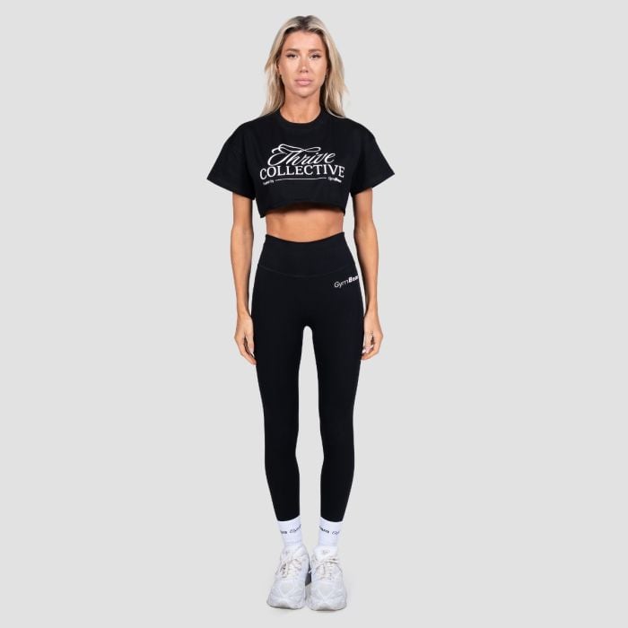 Ženski Crop Top Thrive Black - GymBeam L