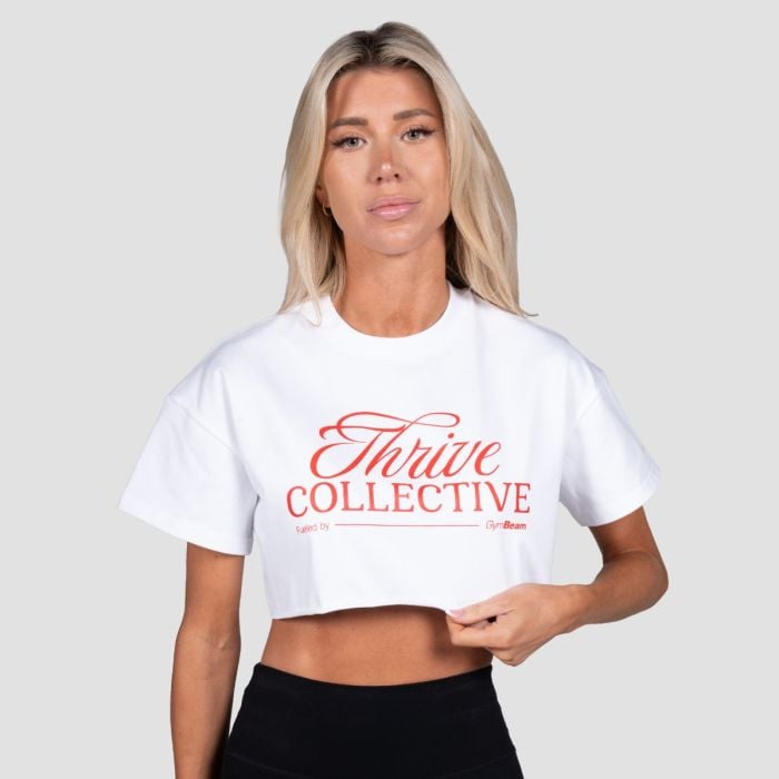 Ženski Crop Top Thrive White - GymBeam L
