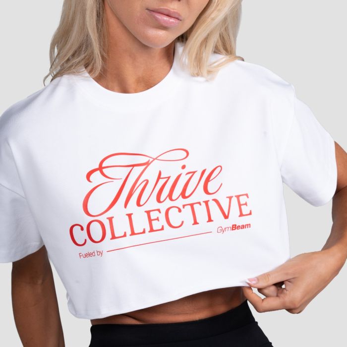 Ženski Crop Top Thrive White - GymBeam L
