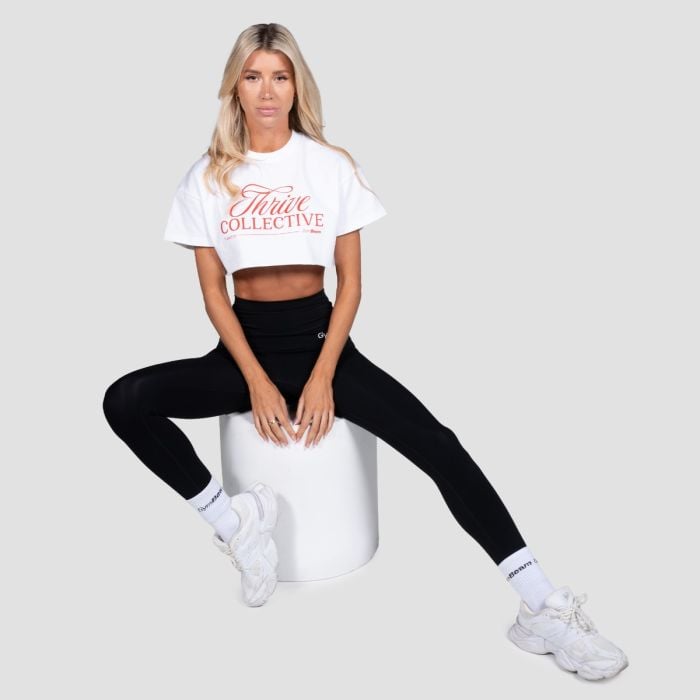 Ženski Crop Top Thrive White - GymBeam L