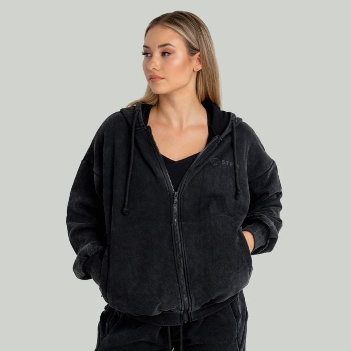Ženska dukserica Zip Up Washed Black - STRIX L