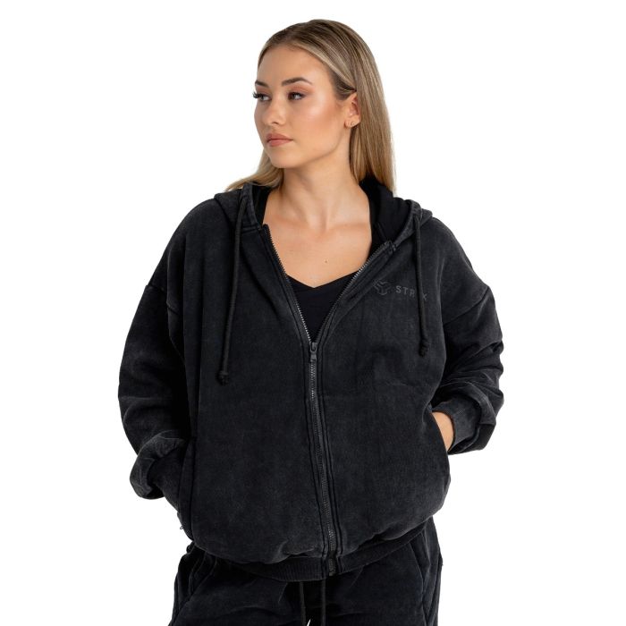 Ženska dukserica Zip Up Washed Black - STRIX L