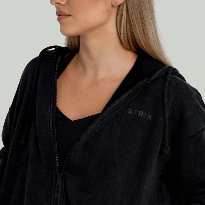 Ženska dukserica Zip Up Washed Black - STRIX L