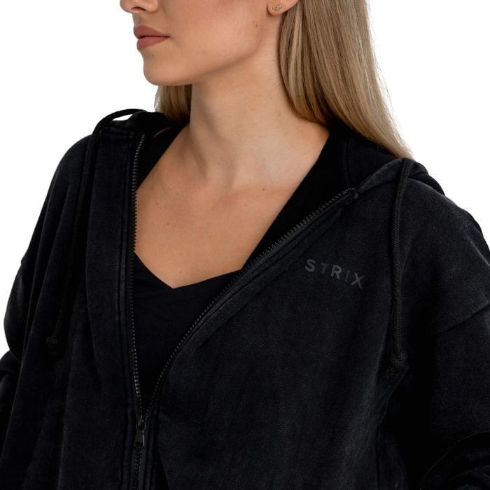Ženska dukserica Zip Up Washed Black - STRIX L