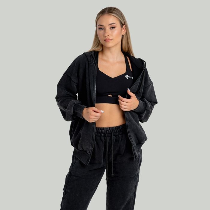 Ženska dukserica Zip Up Washed Black - STRIX L