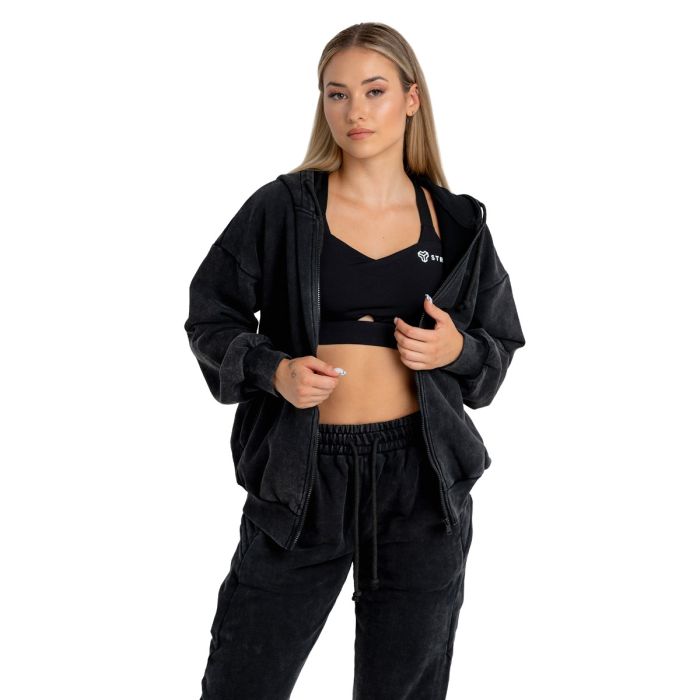 Ženska dukserica Zip Up Washed Black - STRIX L